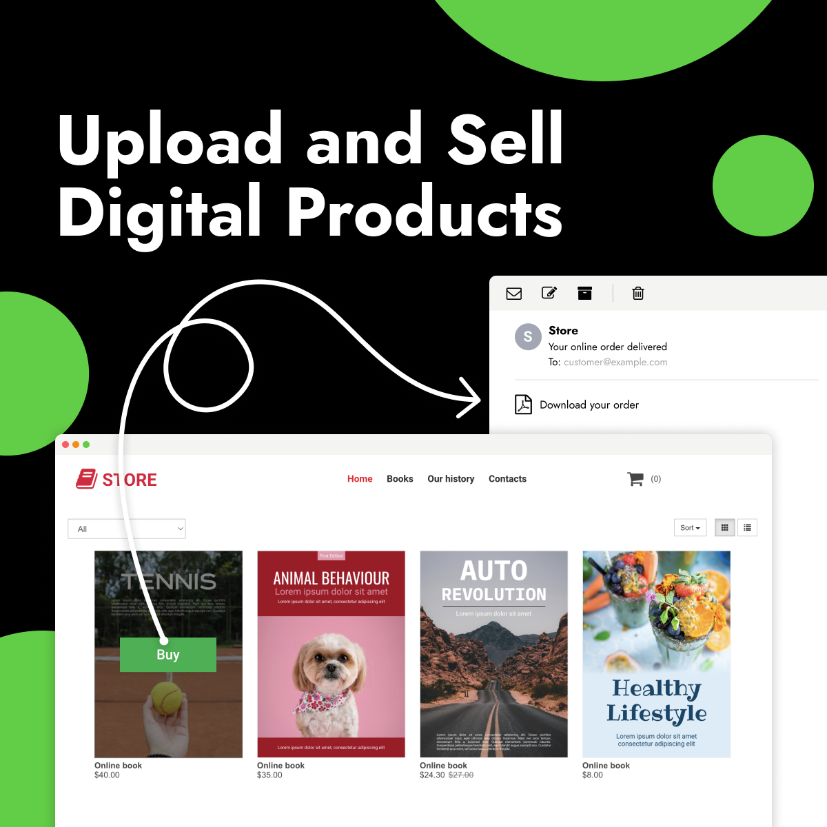 Digital product in store interface preview